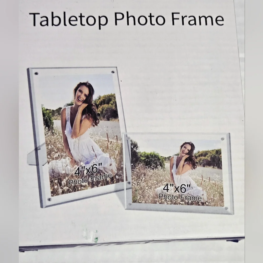 4x6 Picture Frame,‎ Acrylic Clear Photo Frame Magnets Tabletop Display Set Of 2